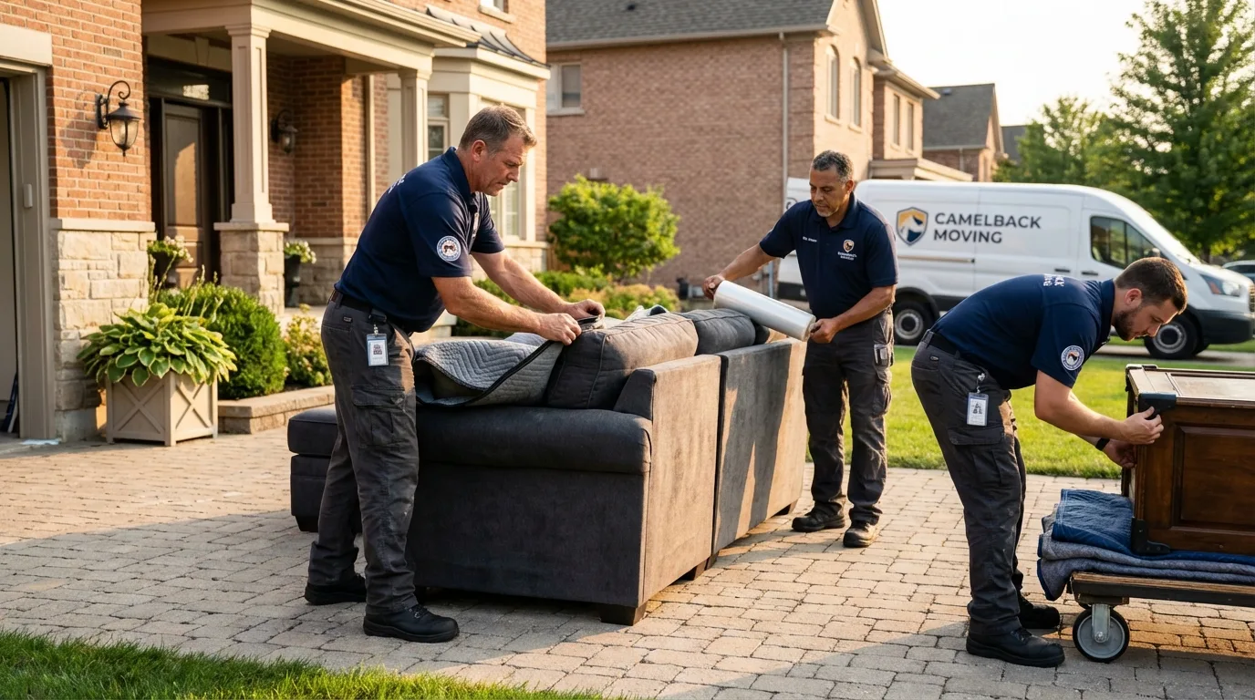 Large estate moving crew wrapping furniture in Collierville, TN